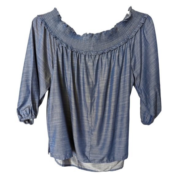 Lane Bryant 3/4 Sleeve Chambray Off-the-Shoulder Top Size 14/16 New With Tags - Picture 3 of 8